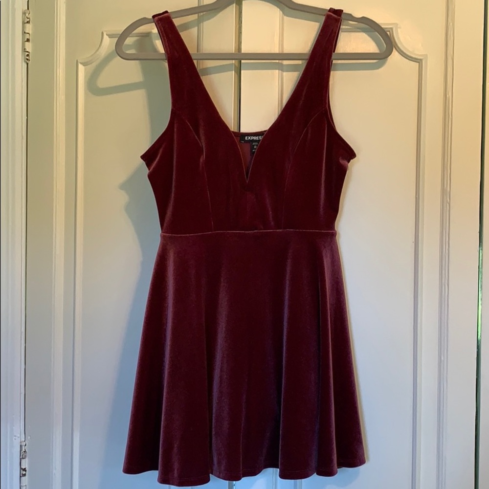 Express burgundy velvet minidress. Size XS/petite